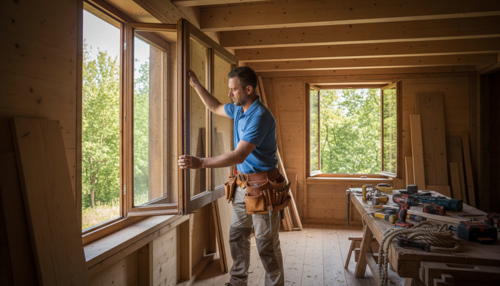 Holzfenster Installation